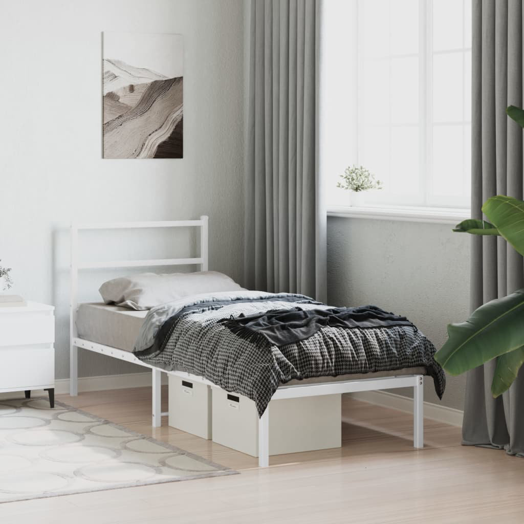 vidaXL Metal Bed White 80 x 200 cm